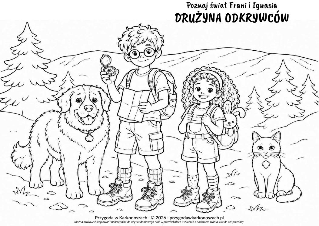 Podgląd kolorowanki: Drużyna Odkrywców
